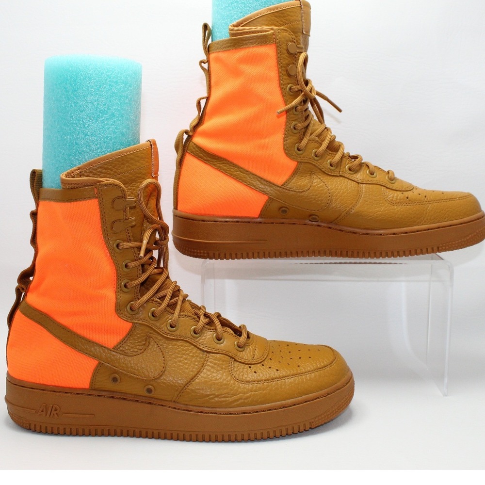 Nike SF Air Force 1 High Golden Beige Bright‎ Orange 903270-778 Mens 11